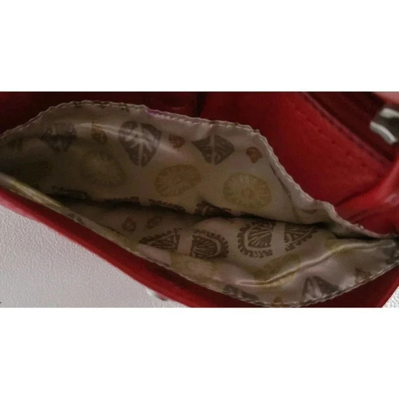 Leather SIGRID OLSEN RED Crossbody ORGANIZER Shoulder Bag Purse - Picture 5 of 8